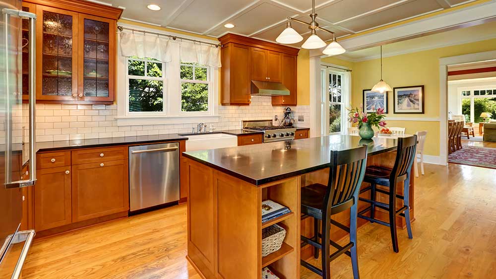 Interior of a modern kitchen while home inspection services are bing preformed